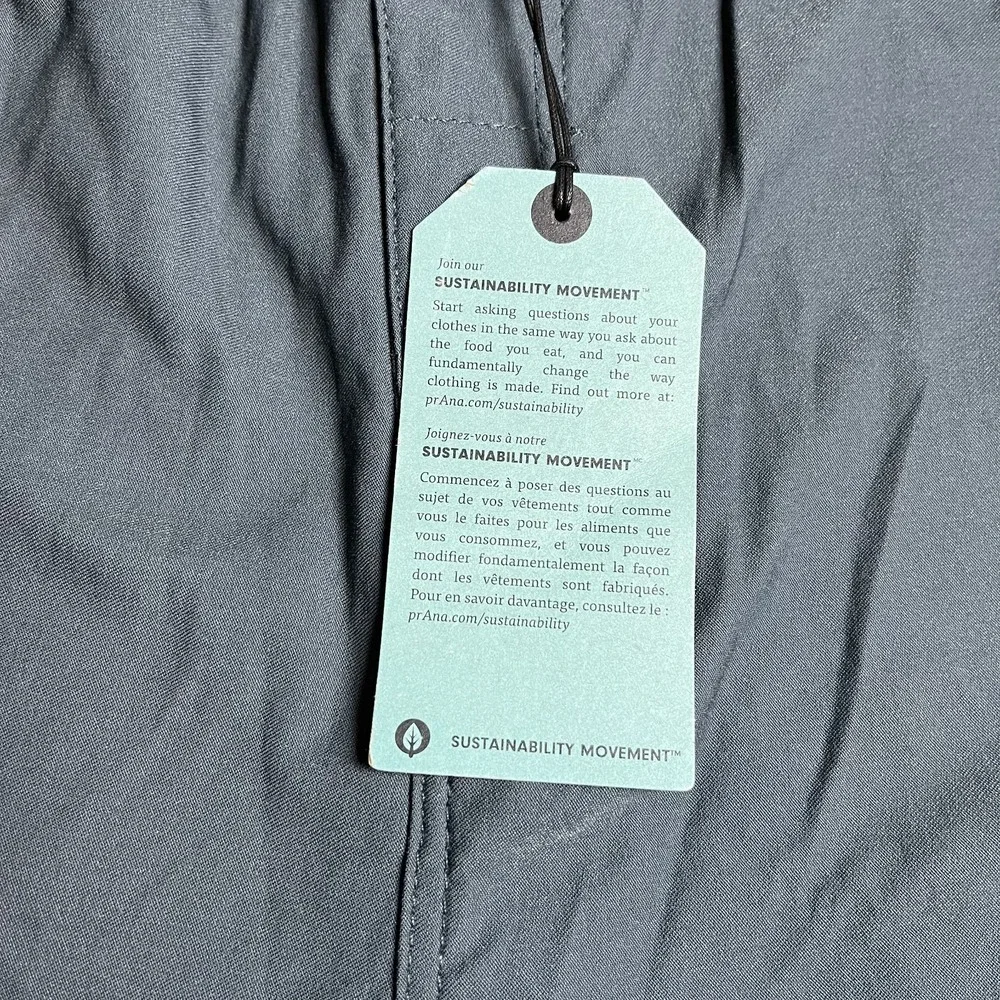 Prana Mens XL‎ x 30 Stretch Zion E-Waist Pants II Grey Blue Standard Fit - NWT
